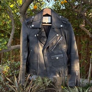 Maje Black Leather Moto Jacket